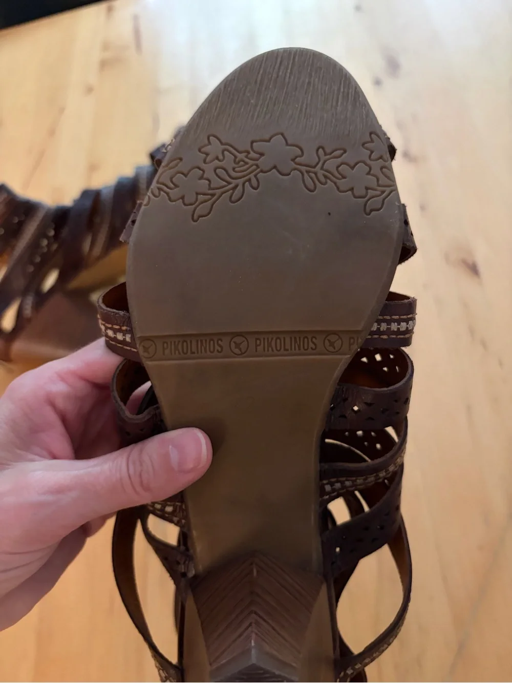 PIKOLINOS Dark Brown Cutout Strappy Heeled Sandals